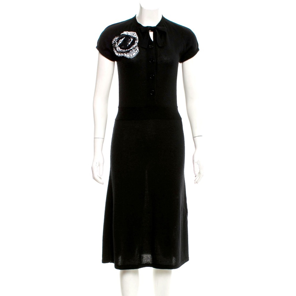 🌹Black Tuleh Cashmere midi dress 70% Cashmere 30% Silk - Size 4